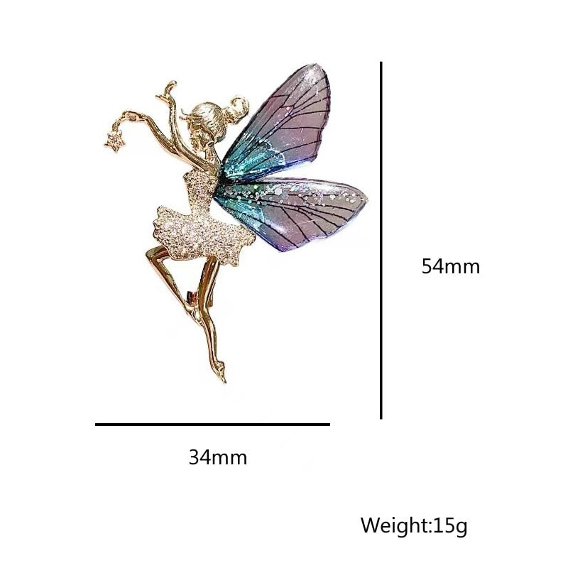 Fairy Brooch with Sparkling Rhinestone Crystals by HitMyNeed