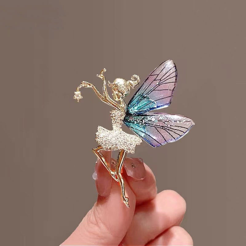Fairy Brooch with Sparkling Rhinestone Crystals by HitMyNeed
