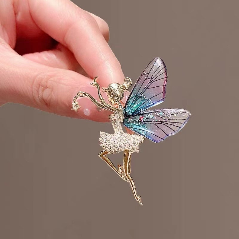Fairy Brooch with Sparkling Rhinestone Crystals by HitMyNeed