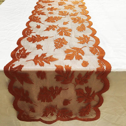 Fall Lace Table Runner with Leaf Design 33 x 183 cm by HitMyNeed
