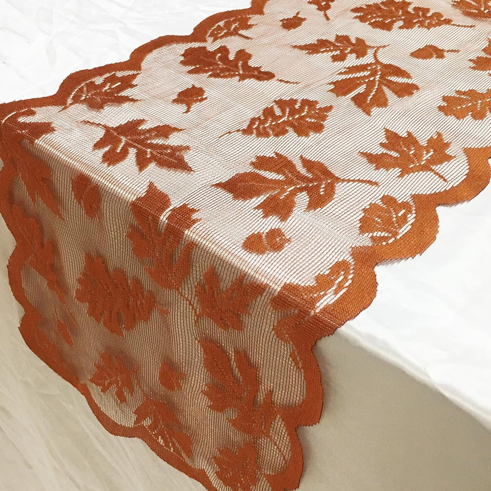 Fall Lace Table Runner with Leaf Design 33 x 183 cm by HitMyNeed