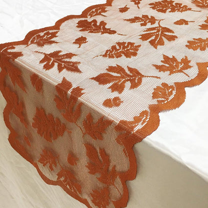 Fall Lace Table Runner with Leaf Design 33 x 183 cm by HitMyNeed
