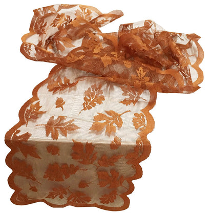 Fall Lace Table Runner with Leaf Design 33 x 183 cm by HitMyNeed
