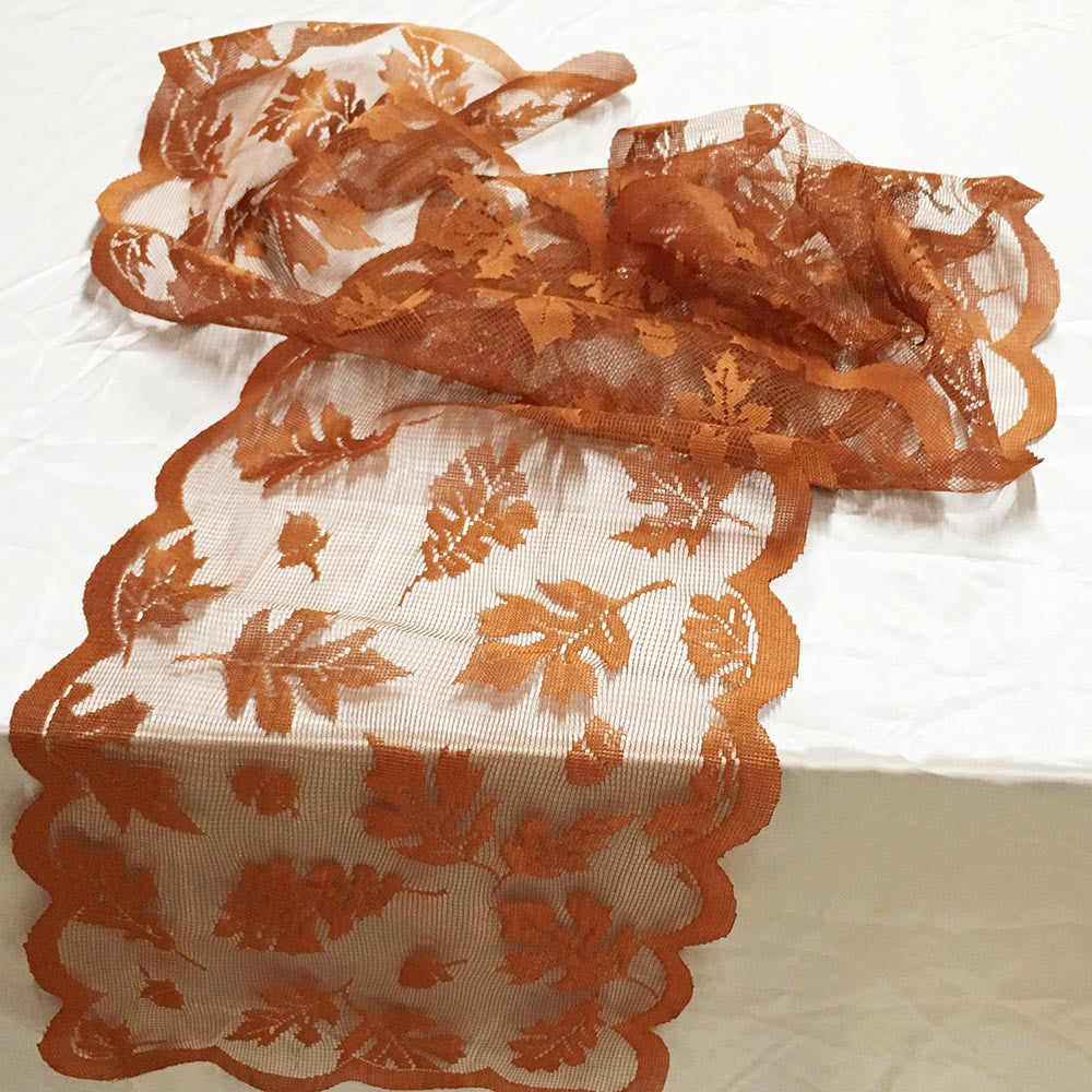 Fall Lace Table Runner with Leaf Design 33 x 183 cm by HitMyNeed