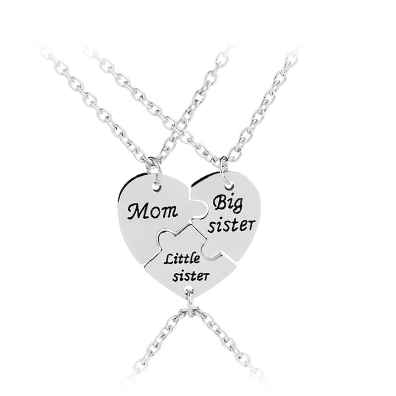 Family Heart Puzzle Necklace Set for Mother and Sisters by HitMyNeed