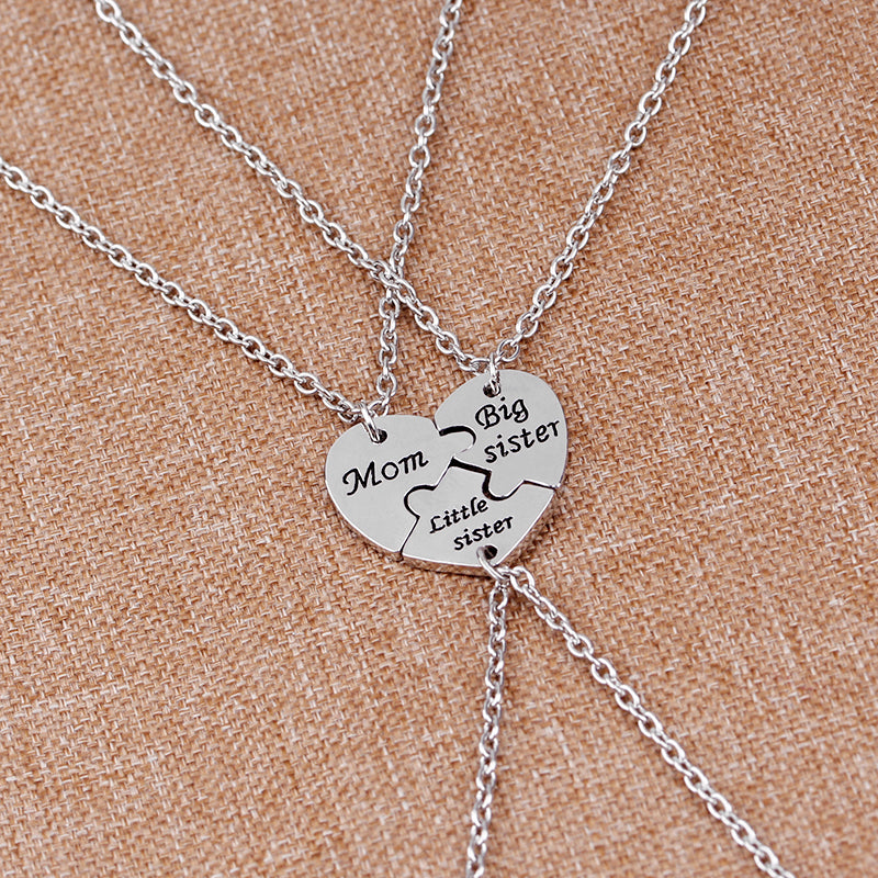 Family Heart Puzzle Necklace Set for Mother and Sisters by HitMyNeed