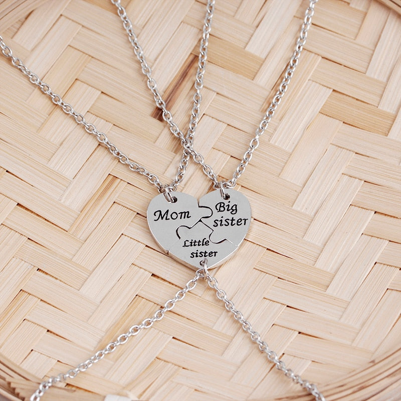 Family Heart Puzzle Necklace Set for Mother and Sisters by HitMyNeed