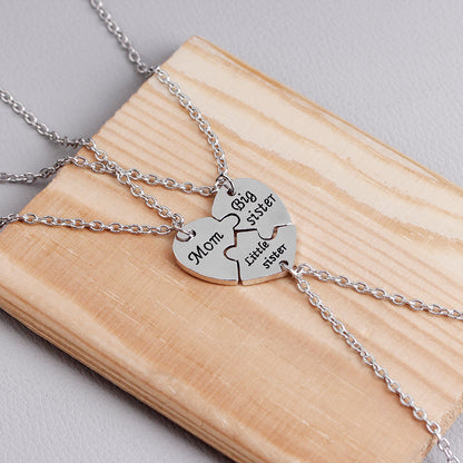 Family Heart Puzzle Necklace Set for Mother and Sisters by HitMyNeed
