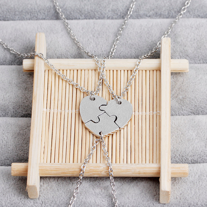 Family Heart Puzzle Necklace Set for Mother and Sisters by HitMyNeed