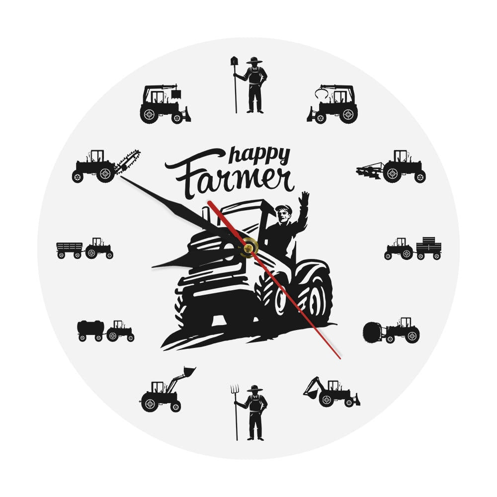Farmer Analog Wall Clock with Farm Equipment Icons by HitMyNeed
