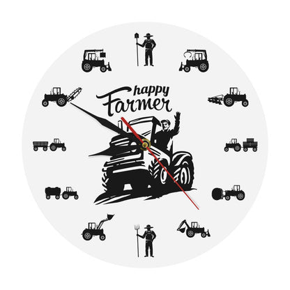 Farmer Analog Wall Clock with Farm Equipment Icons by HitMyNeed