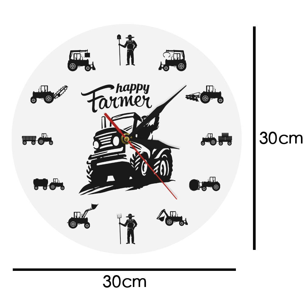 Farmer Analog Wall Clock with Farm Equipment Icons by HitMyNeed