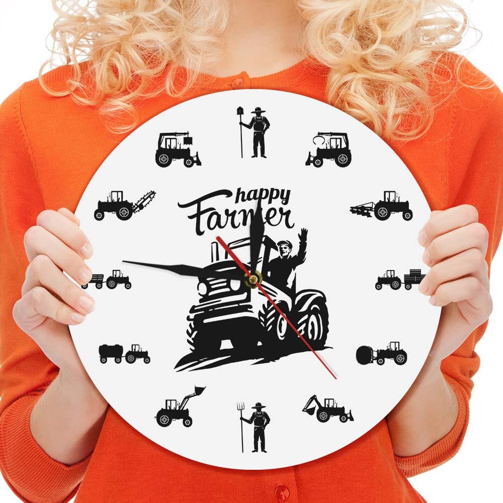 Farmer Analog Wall Clock with Farm Equipment Icons by HitMyNeed