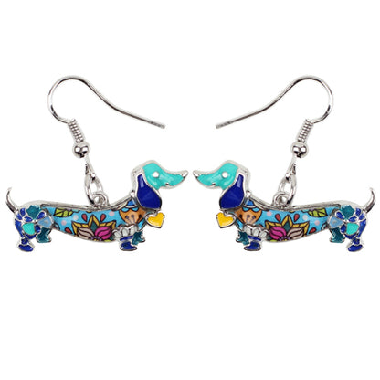 Fashion Dangle Dachshund Earrings for Dog Lovers blue by HitMyNeed