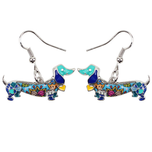 Fashion Dangle Dachshund Earrings for Dog Lovers blue by HitMyNeed