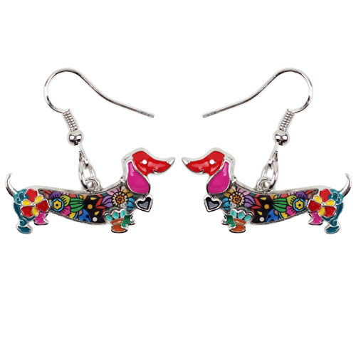 Fashion Dangle Dachshund Earrings for Dog Lovers multicolor by HitMyNeed