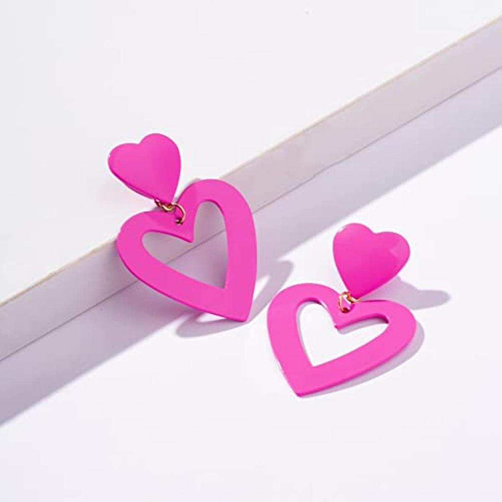 Fashion Double Heart Acrylic Drop Earrings by HitMyNeed