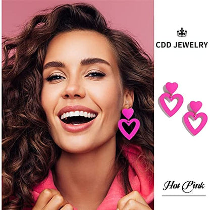 Fashion Double Heart Acrylic Drop Earrings by HitMyNeed