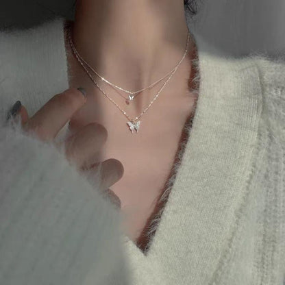 Fashion Metal Layered Butterfly Necklace by HitMyNeed