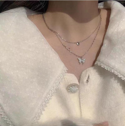 Fashion Metal Layered Butterfly Necklace by HitMyNeed