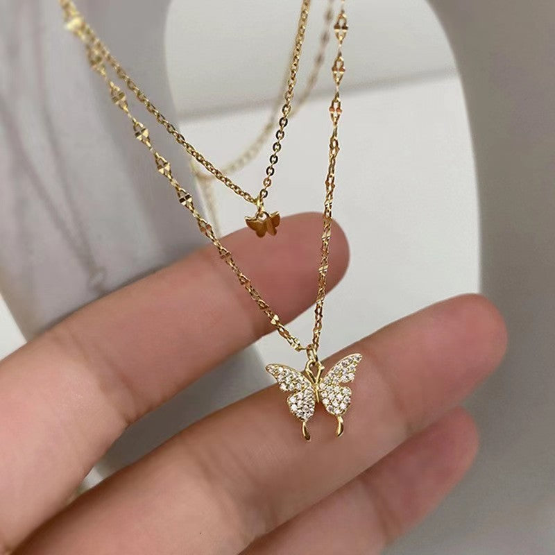 Fashion Metal Layered Butterfly Necklace gold-color by HitMyNeed