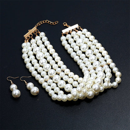 Fashion Pearl Choker Necklace and Earrings Set by HitMyNeed