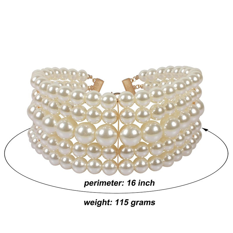 Fashion Pearl Choker Necklace and Earrings Set by HitMyNeed