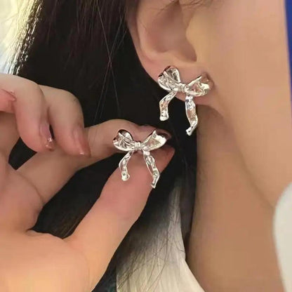 Fashion Ribbon Bow Stud Earrings for Women by HitMyNeed