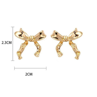 Fashion Ribbon Bow Stud Earrings for Women gold by HitMyNeed