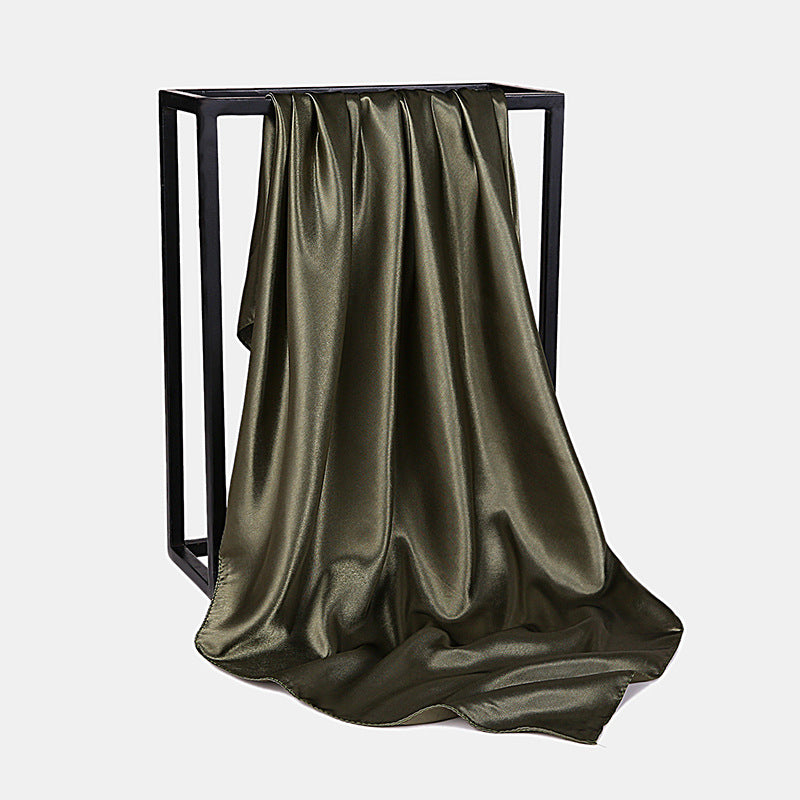 Fashion Square Satin Head Scarf 90 x 90cm army-green by HitMyNeed