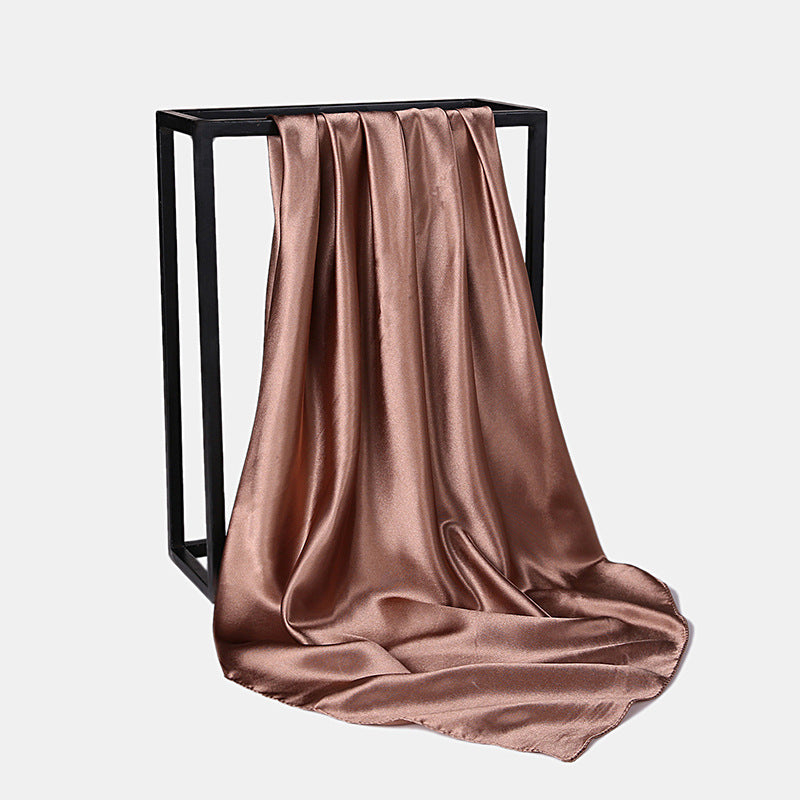 Fashion Square Satin Head Scarf 90 x 90cm khaki by HitMyNeed