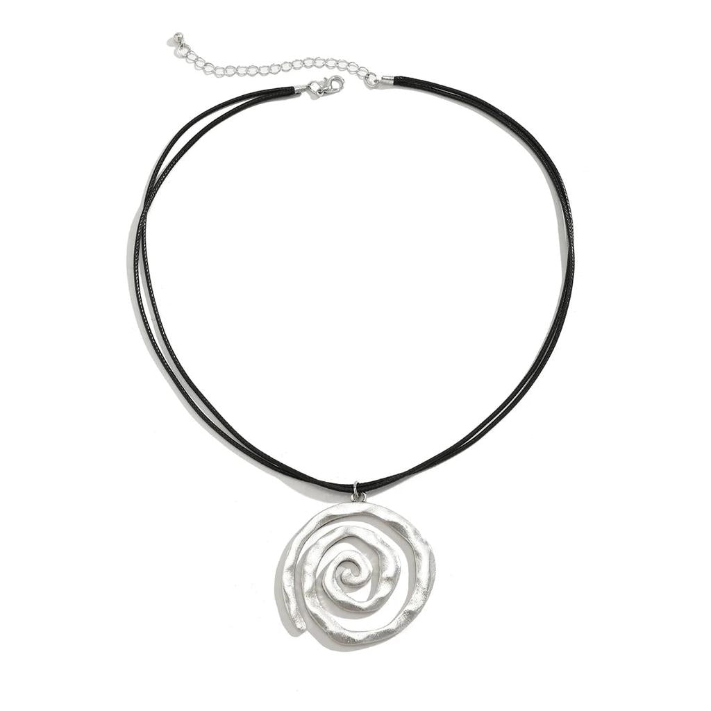 Fashionable Big Spiral Necklace with Leather Cords by HitMyNeed