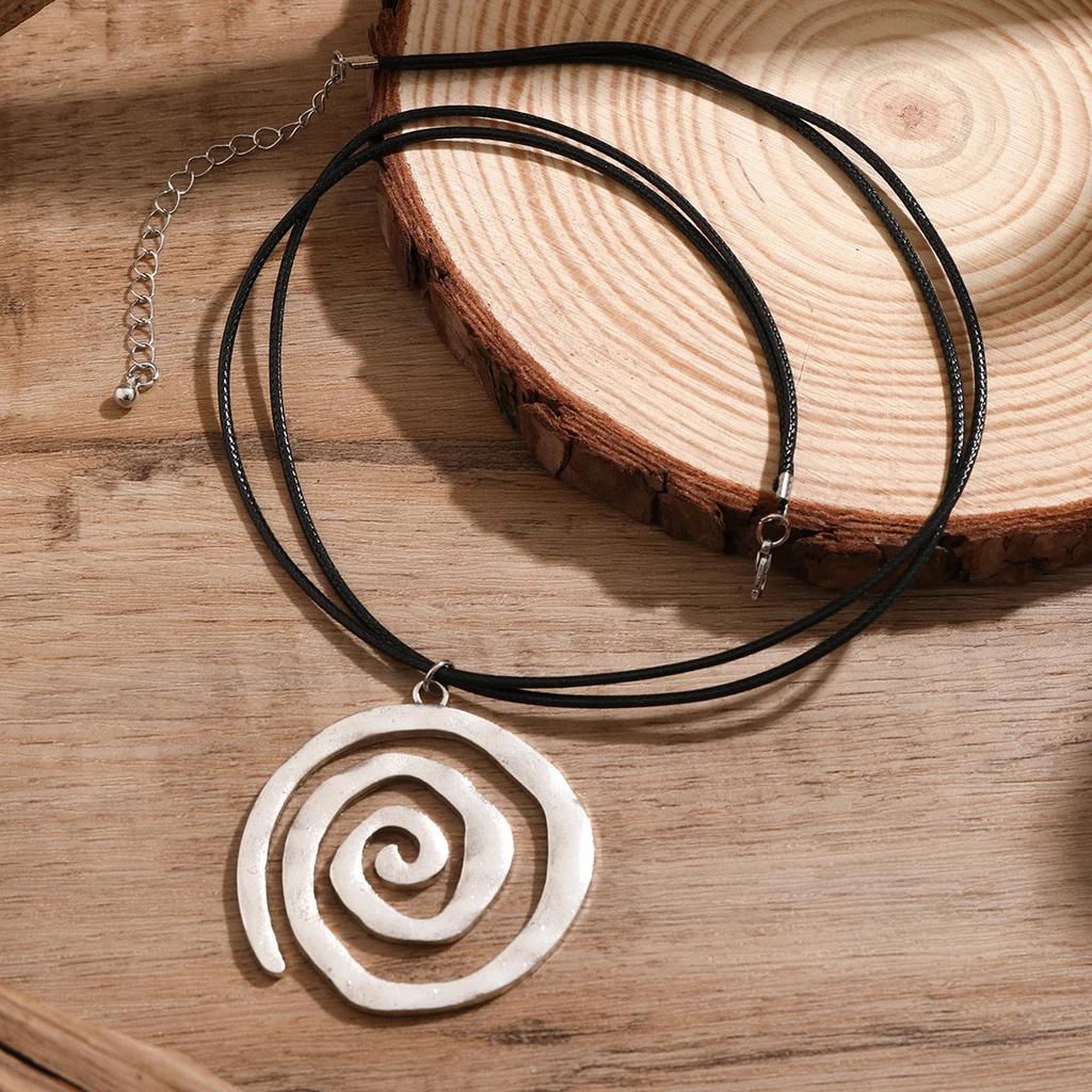 Fashionable Big Spiral Necklace with Leather Cords by HitMyNeed