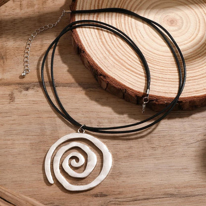 Fashionable Big Spiral Necklace with Leather Cords by HitMyNeed
