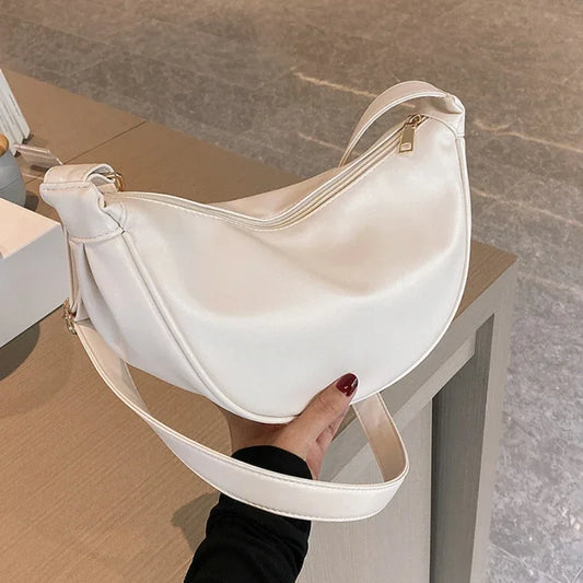 Fashionable Half Moon Shoulder Bag Crossbody beige by HitMyNeed