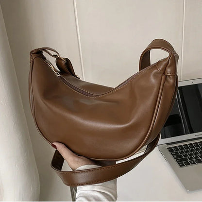 Fashionable Half Moon Shoulder Bag Crossbody coffee by HitMyNeed