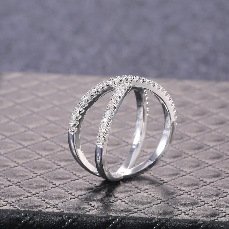 Fashionable X Shaped Cubic Zirconia Ring by HitMyNeed