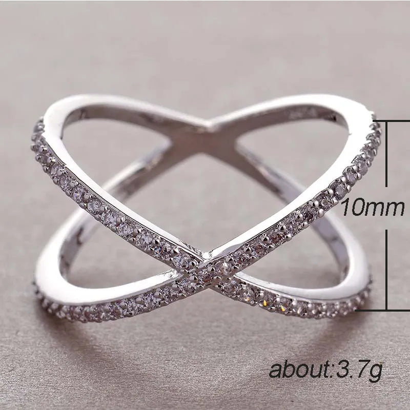 Fashionable X Shaped Cubic Zirconia Ring by HitMyNeed