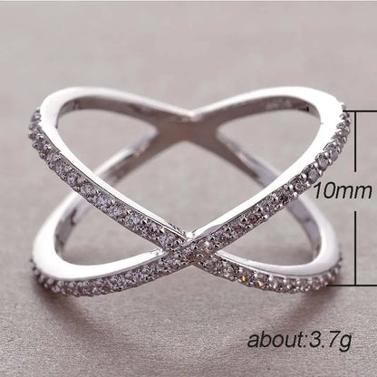 Fashionable X Shaped Cubic Zirconia Ring by HitMyNeed