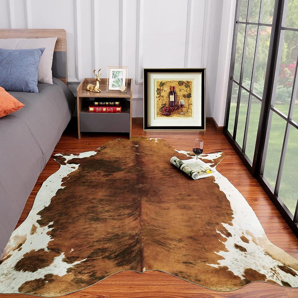 Faux Cowhide Cow Print Rug for Living Room & Bedroom by HitMyNeed
