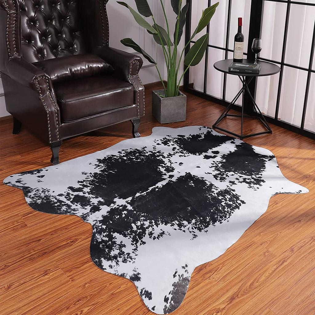 Faux Cowhide Cow Print Rug for Living Room & Bedroom le1-16 140x158cm-4-6x5-2-ft by HitMyNeed
