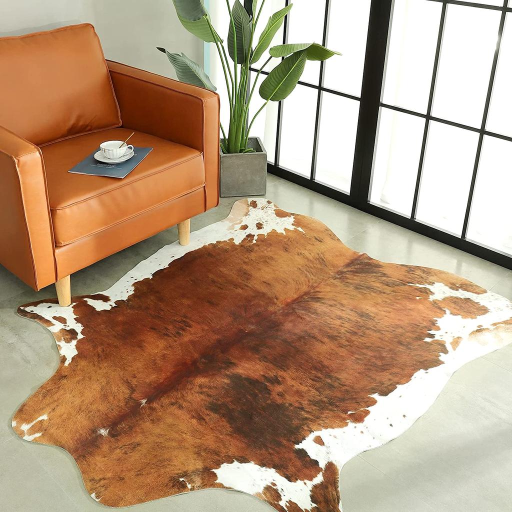Faux Cowhide Cow Print Rug for Living Room & Bedroom le1-20 140x158cm-4-6x5-2-ft by HitMyNeed