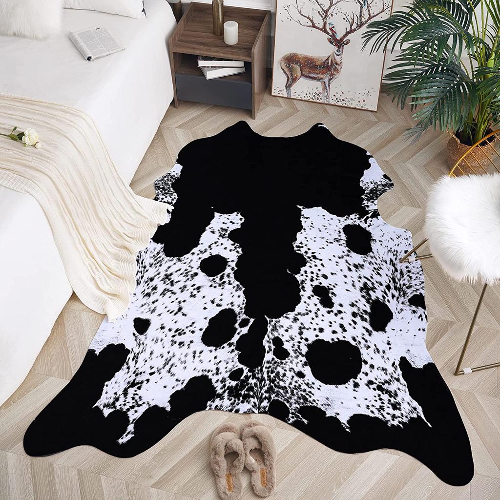 Faux Cowhide Cow Print Rug for Living Room & Bedroom le1-7hi 110x70cm-2-3x3-6-ft by HitMyNeed