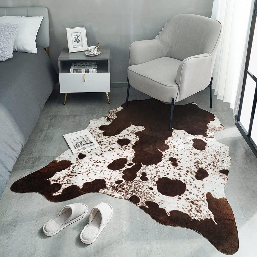 Faux Cowhide Cow Print Rug for Living Room & Bedroom le1-7kf 140x158cm-4-6x5-2-ft by HitMyNeed