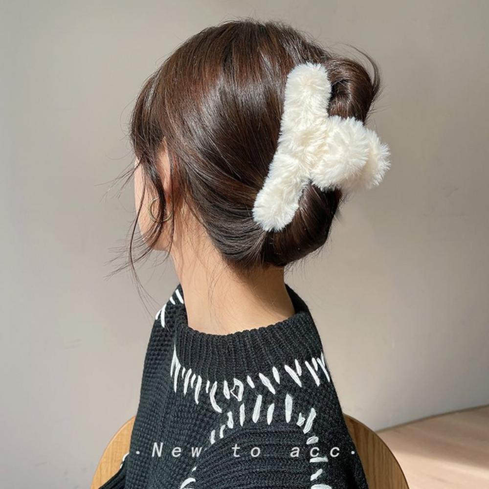 Faux Fur Fluffy Hair Claw Clip, 12cm by HitMyNeed