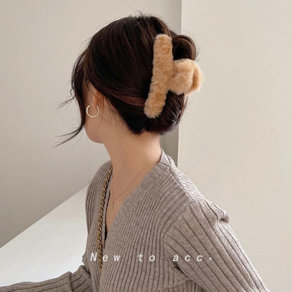 Faux Fur Fluffy Hair Claw Clip, 12cm by HitMyNeed
