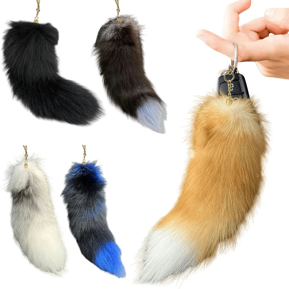 Faux Fur Fox Tail Keychain Pendant 35-40cm by HitMyNeed
