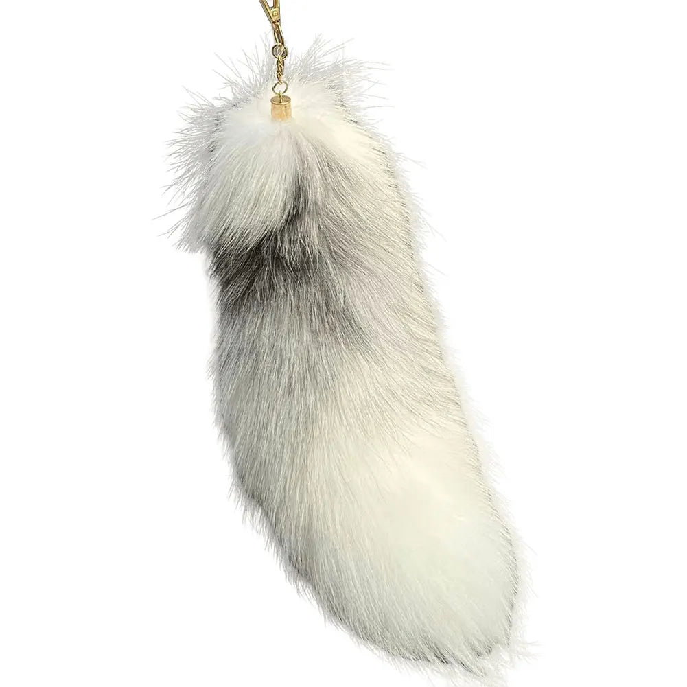 Faux Fur Fox Tail Keychain Pendant 35-40cm cross-fox by HitMyNeed
