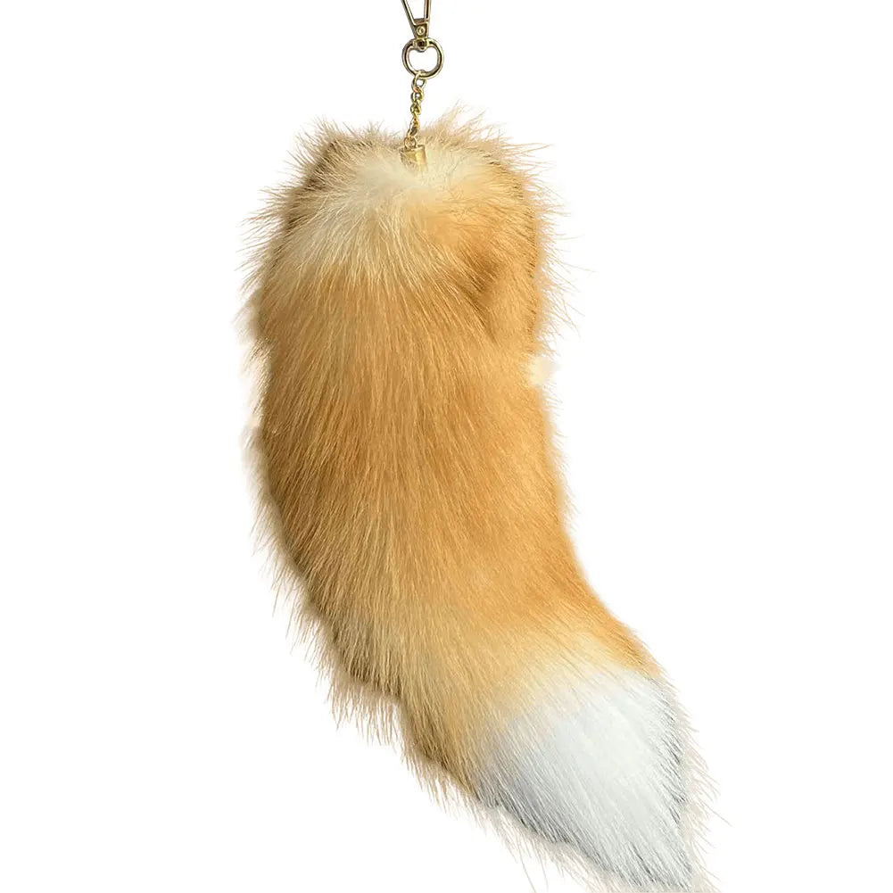 Faux Fur Fox Tail Keychain Pendant 35-40cm golden-black-fox by HitMyNeed
