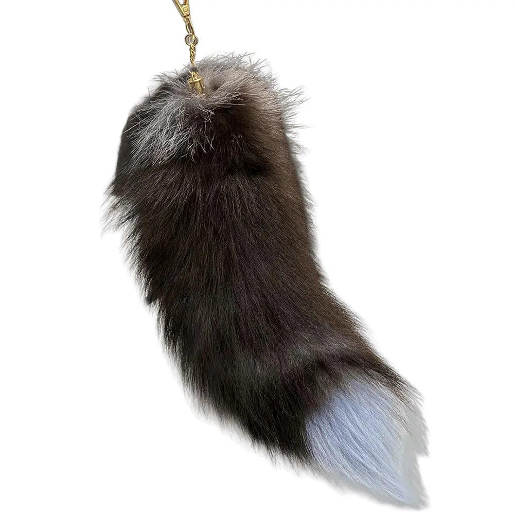 Faux Fur Fox Tail Keychain Pendant 35-40cm silver-fox by HitMyNeed
